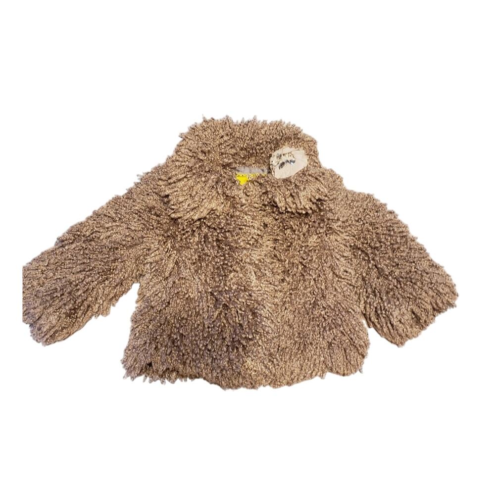 Piece Of Cake Toddler Faux Fur Jacket XS Brown Y2K 2000s Teddy Bear Cozy Coat